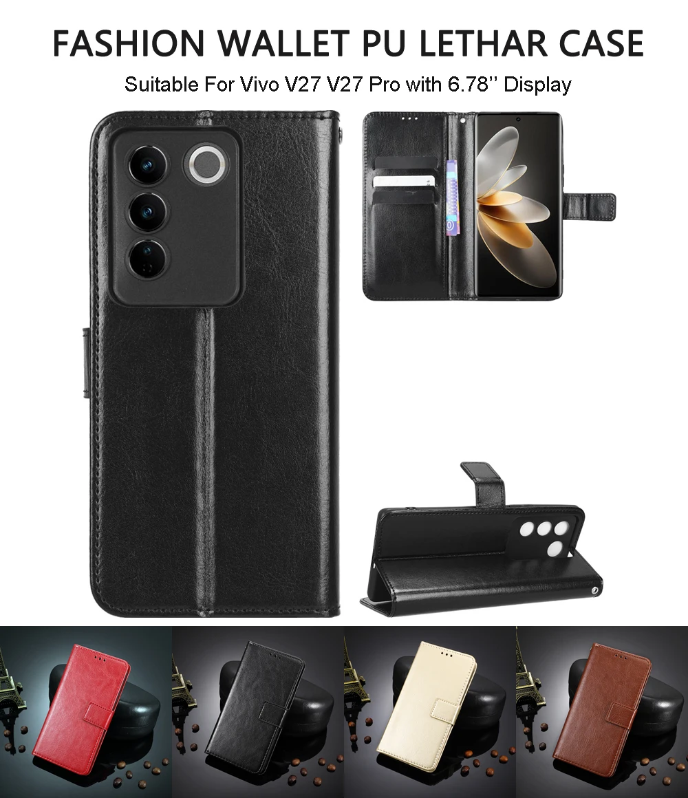 Fashion Wallet PU Leather Case Cover For Vivo V27/Vivo V27 Pro/Vivo V23