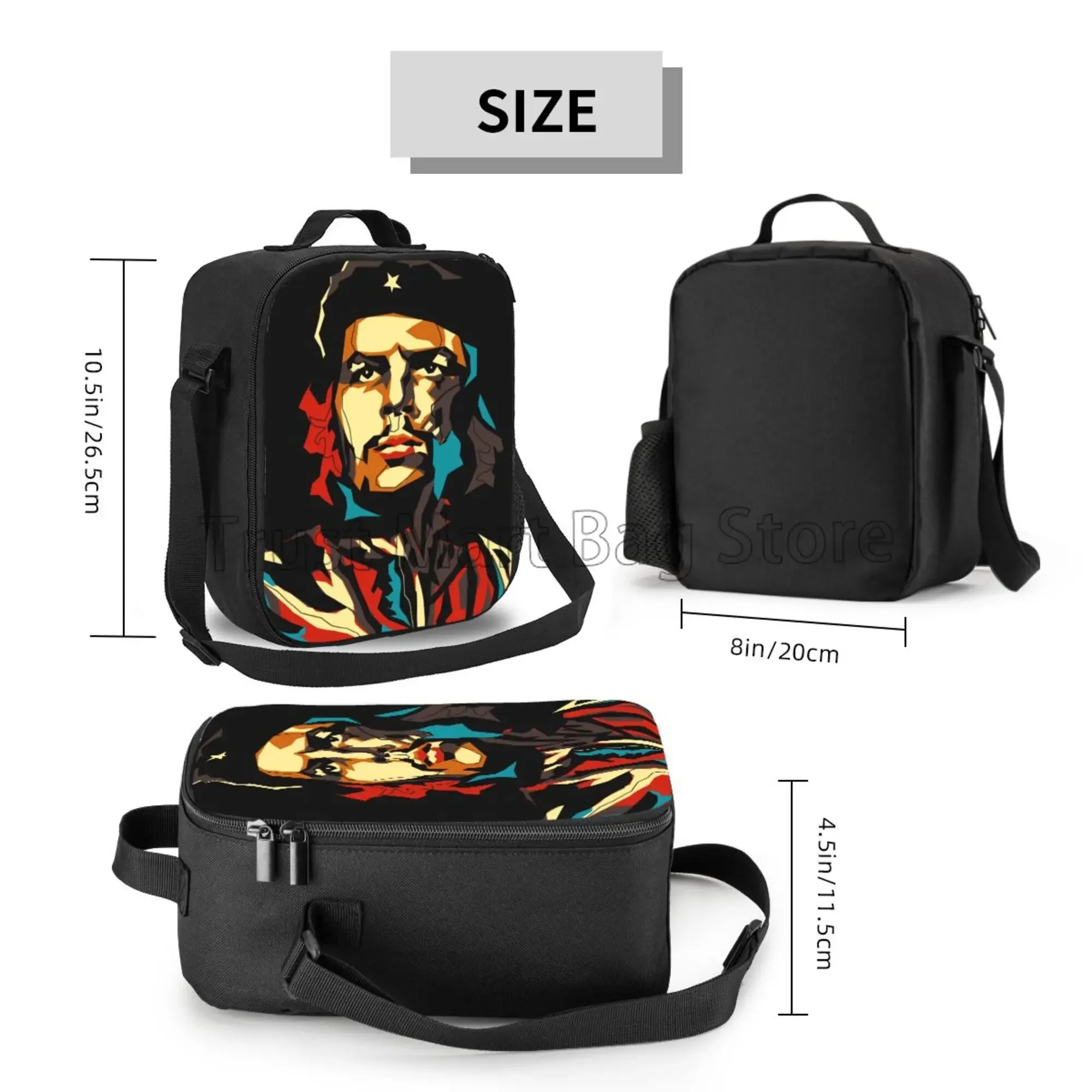 Che Guevara Portrait Print Insulated Lunch Bag Tote Handbag Food Container Thermal Cooler Pouch for Beach School Work Office