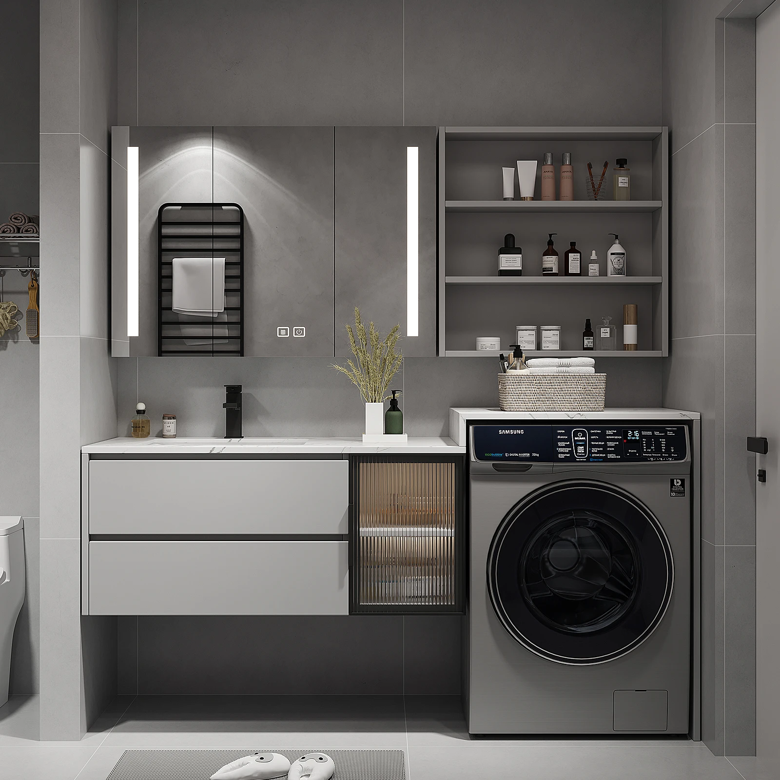 Washing Table Bathroom Cabinet Washing Machine Integrated Cabinet Laundry Cabinet 2