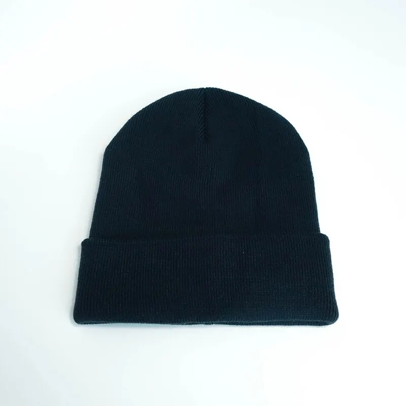 Classic Black Warm Solid Color Knitted Beanies Wool Hat for Boys Girls Clothing Accessories Spring Autumn and Winter knit hat