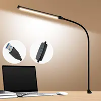 A LED Desk lamp with Clamp, Eye-Caring Clip on Lights for Home Office, 3 Modes 10 Brightness, Long Flexible Gooseneck,Metal 1