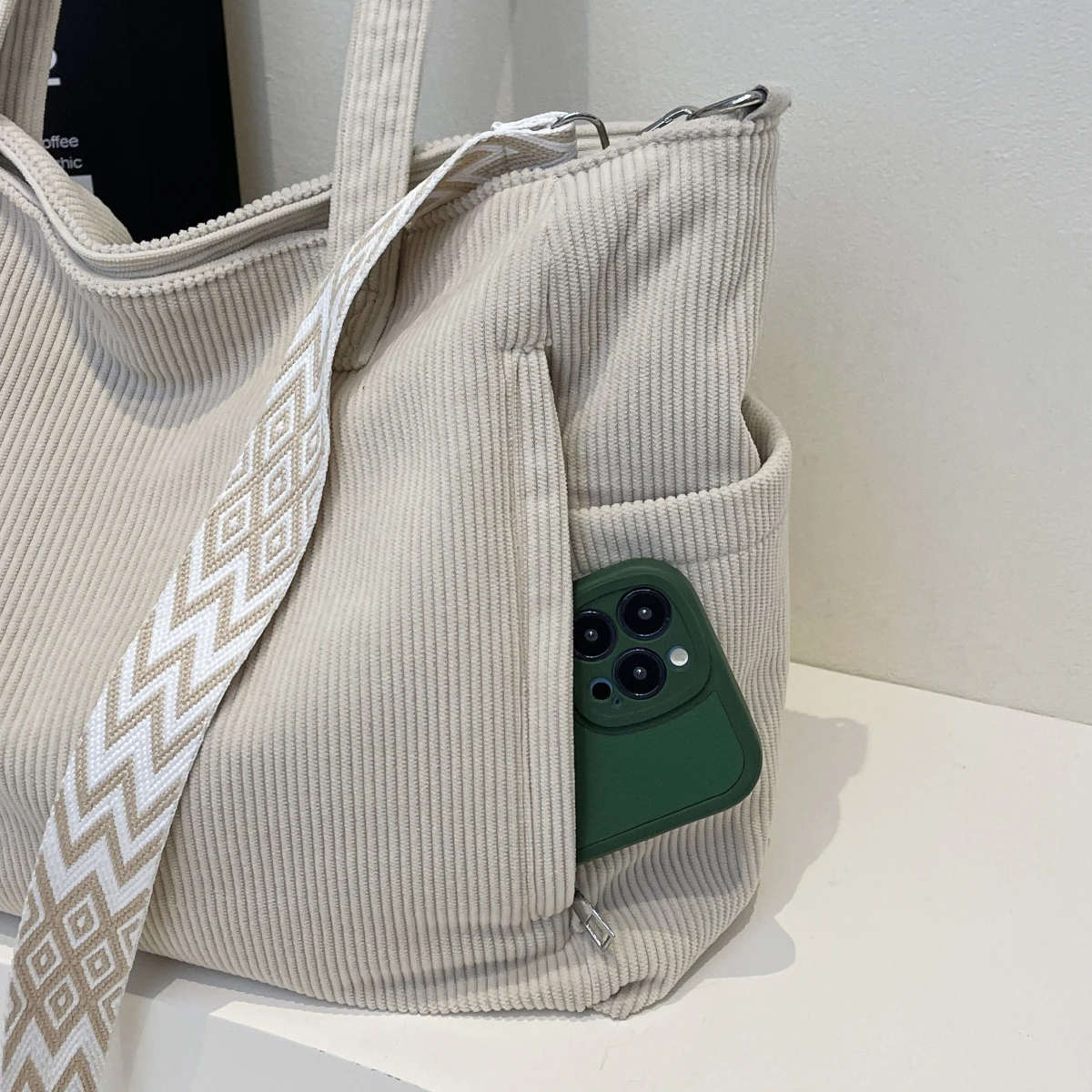 Casual and Lazy Style Bag for Women, Autumn and Winter New Fashion Corduroy Tote Bag, Large Capacity Commuter Shoulder Bag, Underarm Bag, Crossbody Bag