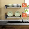 Wall Mounted Stainless Steel Dish Drainer Drying Rack Bowl Plate Storage with Tray Kitchen Organizer Chopstick Holder Hanging 5