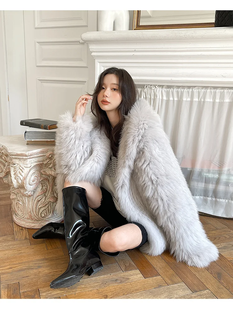 Winter Faux Fur Coat Women Hooded Loose Long Sleeve Outerwear High Street Luxury Fur Jacket Female Fashion Overcoats New