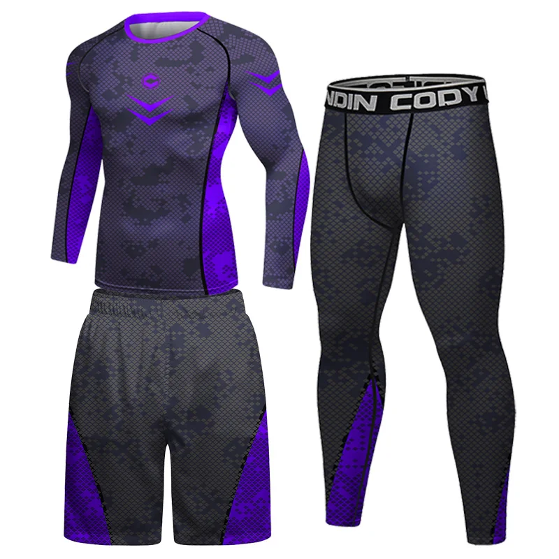 Men Boxing Sports Jiu Jitsu Suit Gym MMA Compression T-shirts Clothes Running Jogging Sport Wear Exercise Bjj Rashguard Tights