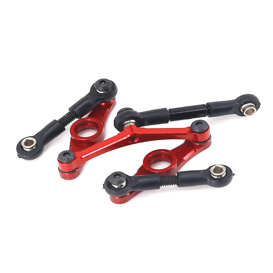 Set Bracci Sterzo E Manovella In Alluminio Nero Per Tamiya TT-02 TT-02B RC