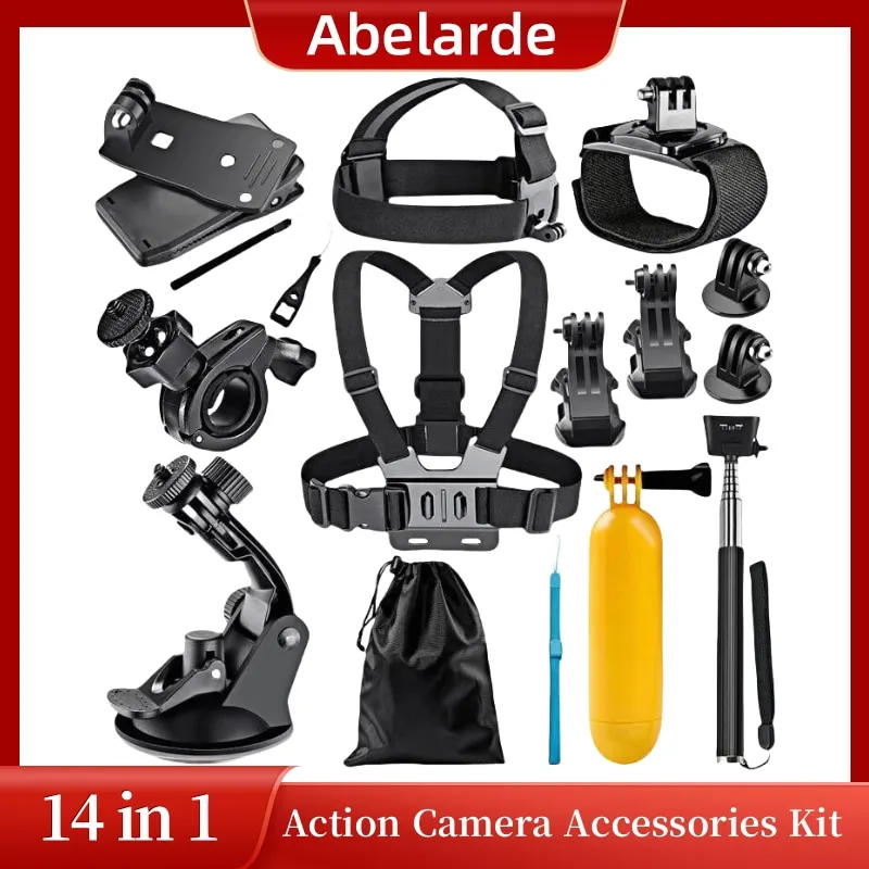 Set Accessori Per Action Cam 28in1 - Supporto Per Bicicletta, Casco, Auto E More