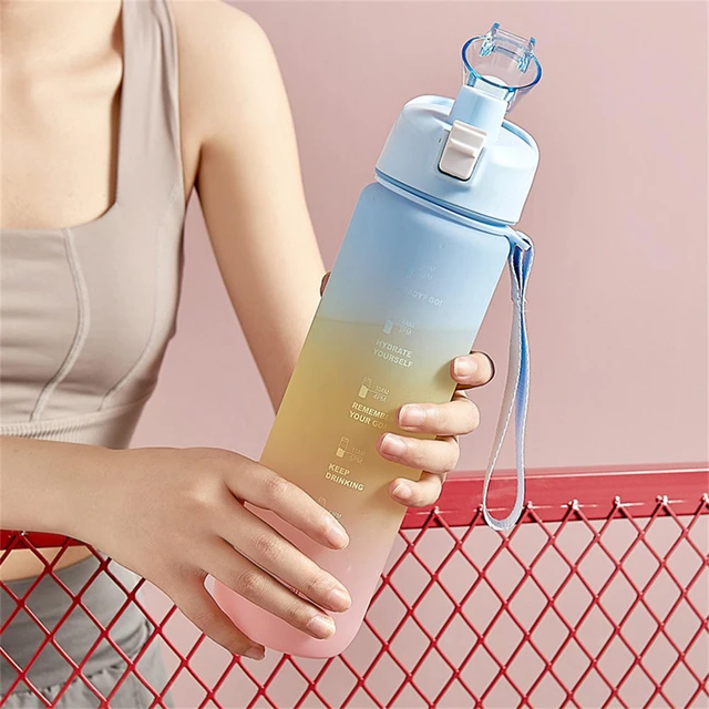 1L borraccia per acqua sportiva di grande capacità boccetta per bevande  motivazionale con segni di tempo BPA sport gratuiti palestra tenuta a  tenuta stagna acqua - AliExpress