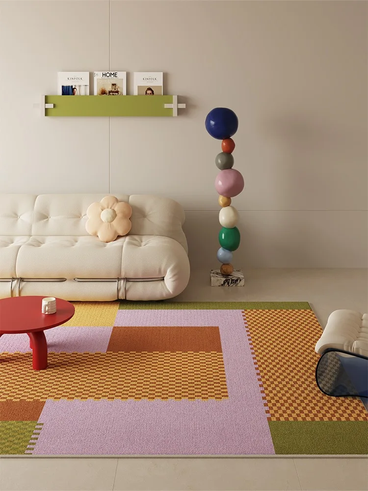 Green Checkerboard Living Room Carpet Modern Simple Large Area Bedroom Rug Creative Geometric Sofa Coffee Table Floor Mats Tapis 2