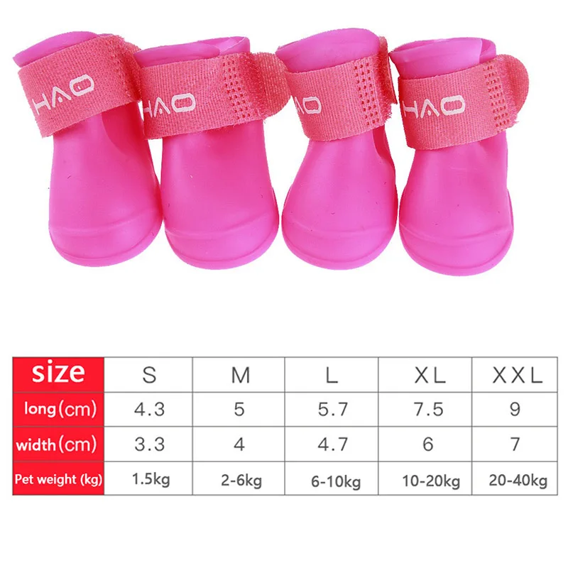 thumbnail image 1 of Botas de lluvia impermeables, antideslizantes, de goma, para perros pequeños, medianos y grandes, para exteriores, 4 unidades, accesorios para mascotas, 1 of 5