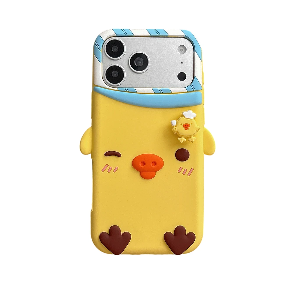 Charming 3D Cartoon Chick Shockproof Silicone Phone Case