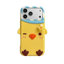 Charming 3D Cartoon Chick Shockproof Silicone Phone Case - iPhone 12 Pro Max (Yellow)