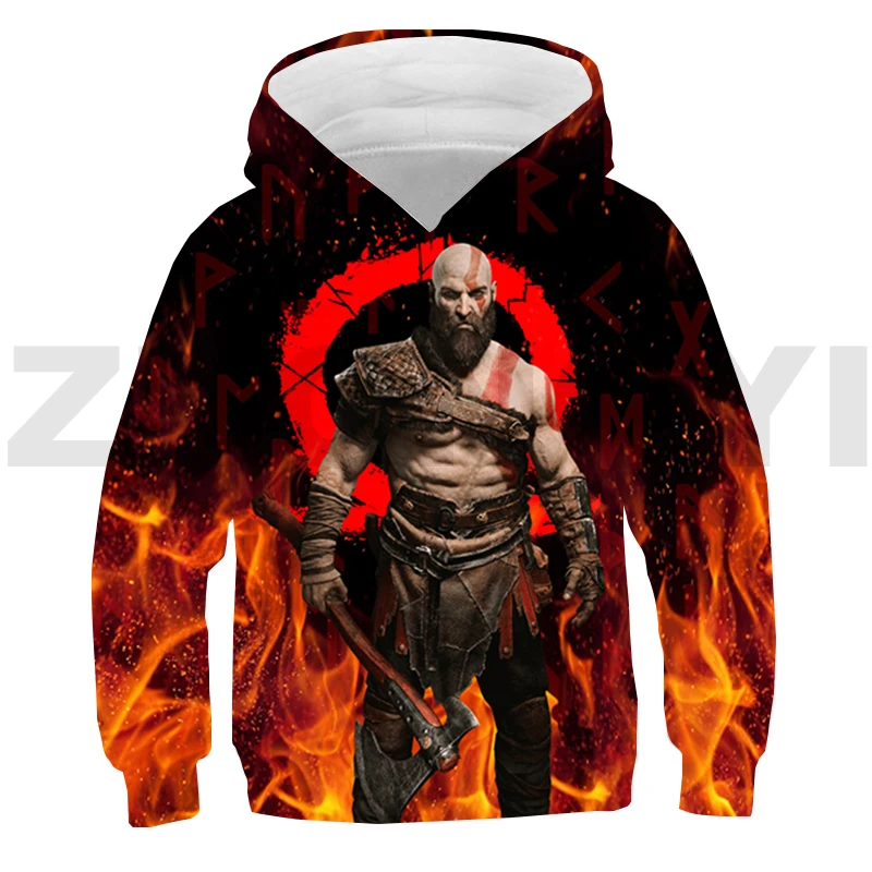 

3D Kratos God of War Hoodies Harajuku Anime Clothes Harajuku Japanese Streetwear Children Fashion Sweatshirt Hot Game Sudaderas