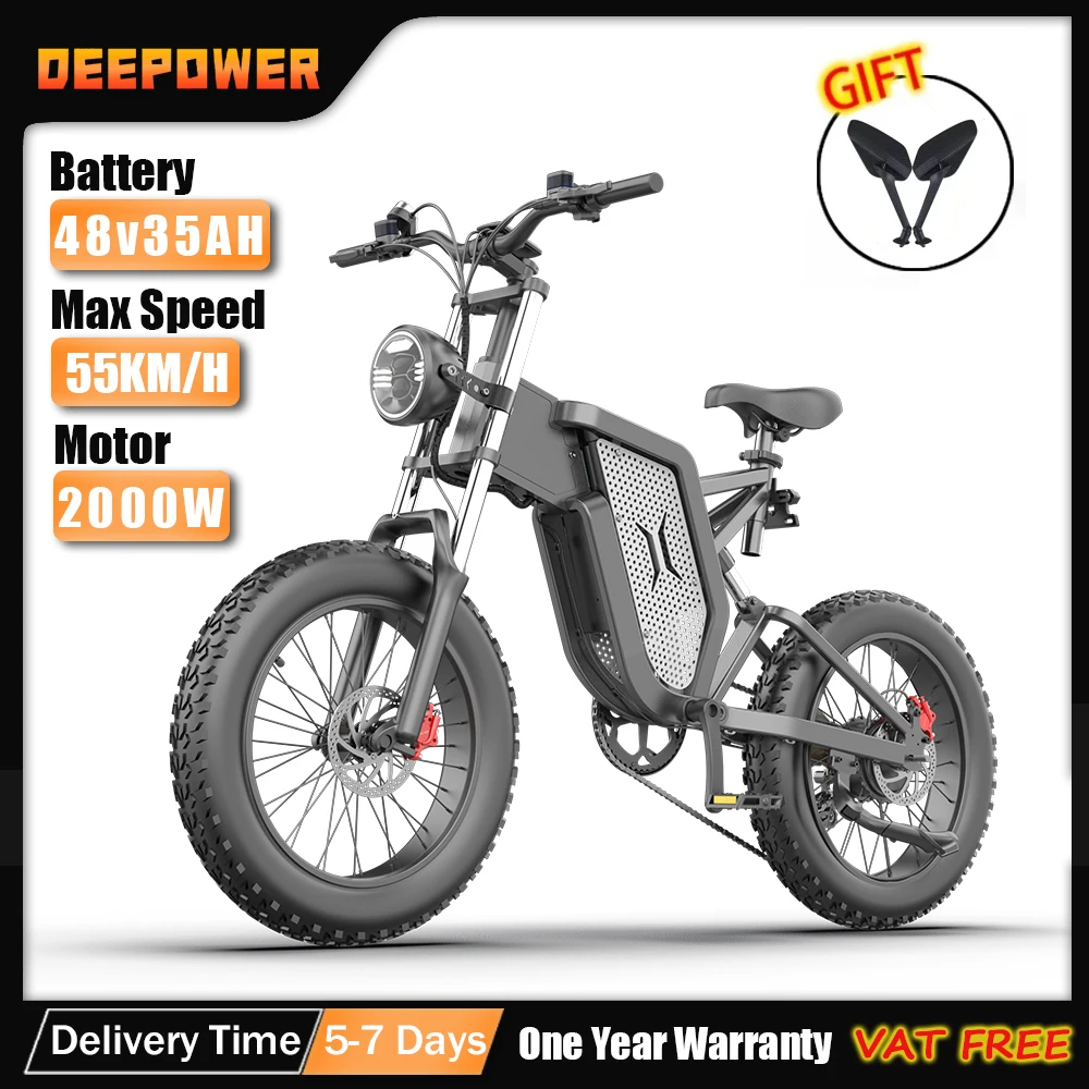 DEEPOWER X20 2000W Adults Electric Bike Bicycle 48V 30AH 20 Inch Tire Ebike Folding Electric E Bikes Mountain Moped Ebikes electric bike electric bicycle