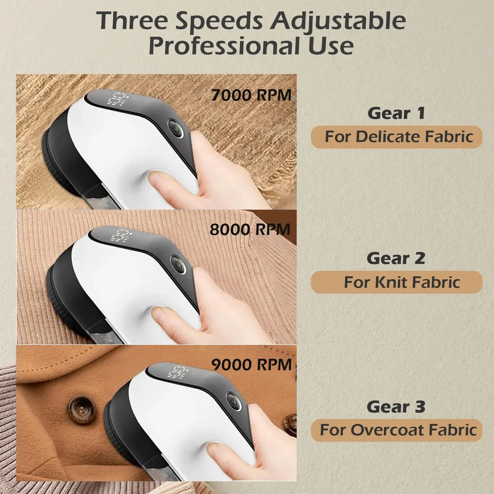 Rechargeable Fabric Shaver Electric Lint Remover with LED Display 3 Speeds Bobble Remover Debobbler Clothes Shaver