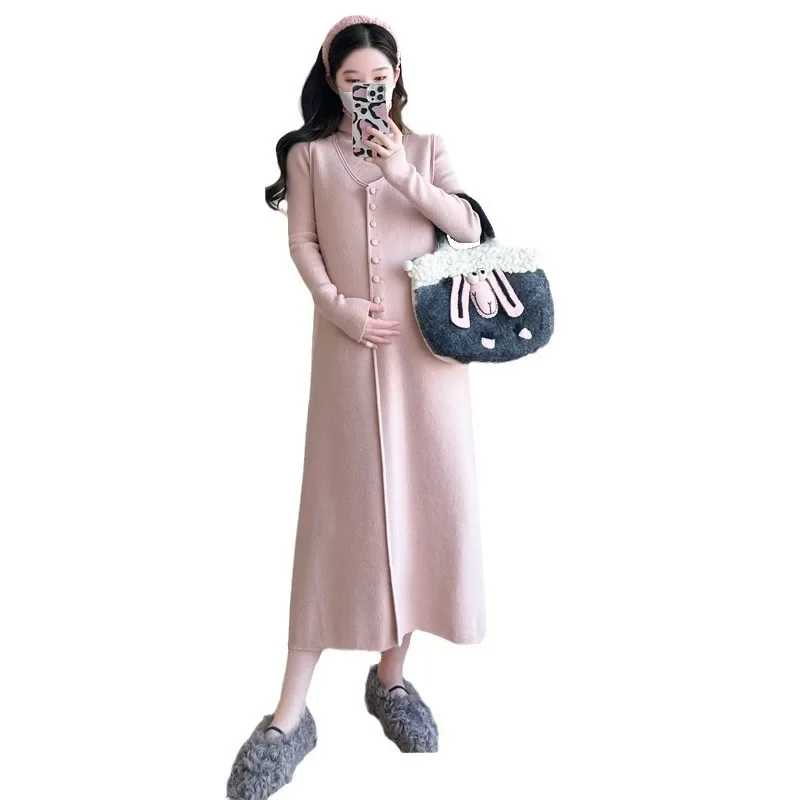 Fashionable Maternity Clothing Set Loose-Fit Knitwear 2-Piece Suit For Pregnant Women Trendy Korean Style Spring/Autumn Outfits