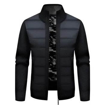 Men's Winter Fleece-Lined Knitwear Padded Jacket – Plus Size Outdoor Jacket