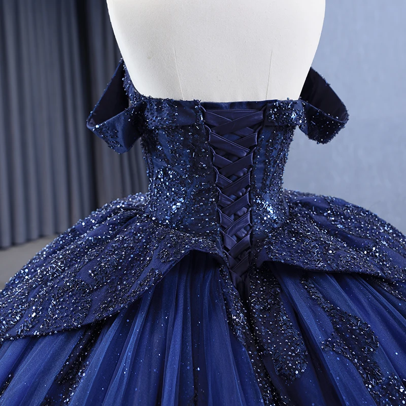 Elegant Blue Hubble-bubble Sleeve Tulle Princess Dresses Chic Prom Evening  HNR | eBay