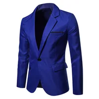 Royal Blue Blazer Men Casual Suit Solid Colour Mens Blazers Jacket Coat XXXL Size Single Button B10 1