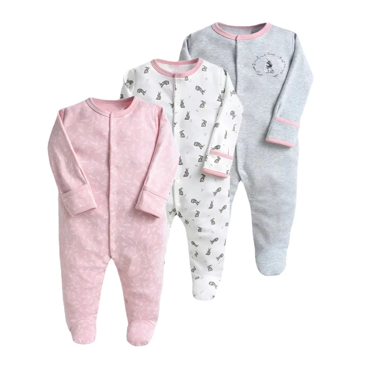 

0-12Months Cotton Baby Girl Clothes New Born Baby Boy Clothes Long Sleeve Autumn Footie Jumpsuits Romper Outfits Baby Clothing