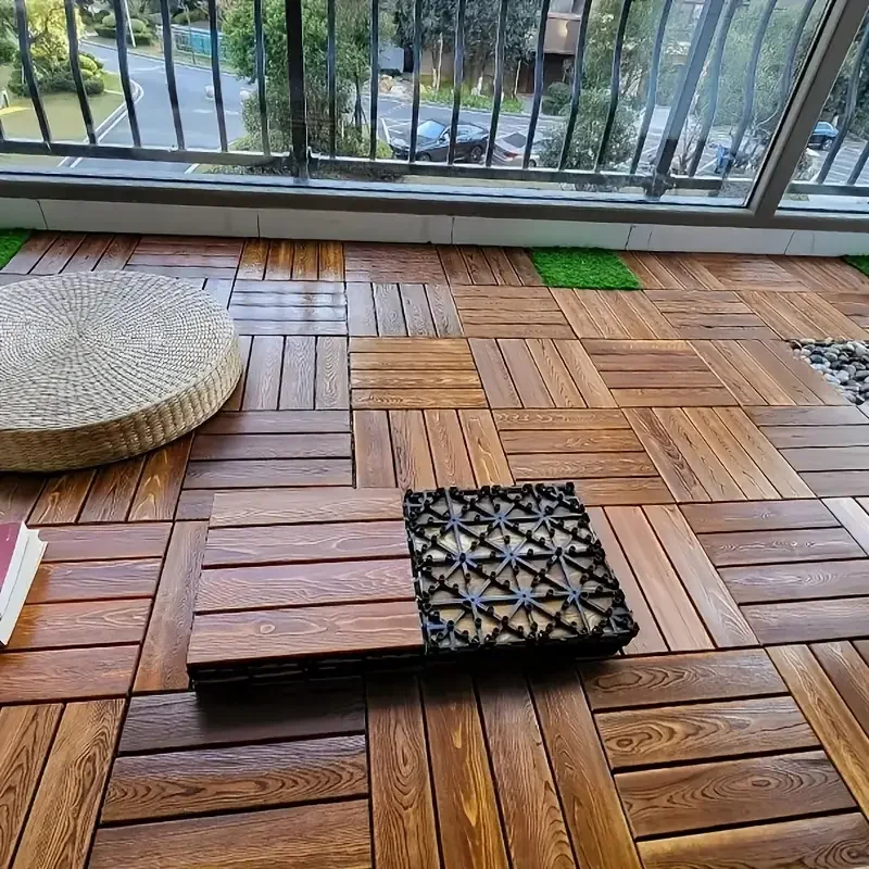 Description Picture 3 of item27pcs Splicing Solid Wood Flooring and DIY Interconnected Floor Tiles Are Suitable for Outdoor Gardens Terraces Swimming Pools