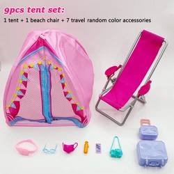 Deluxe Beach Tent and Travel Accessories Set - Children's Playhouse Camping Toys (Whole set 9pcs)