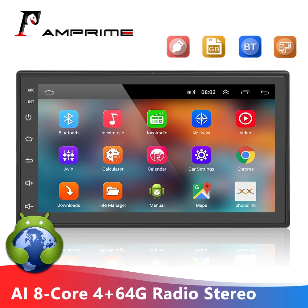 AMPrime AI Android 10.0 Car Radio 8 Core 128GB Car Video Multimedia Player For Nissan Hyundai Kia Toyota 2din FM Radio Receiver