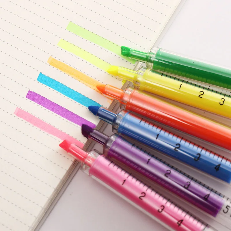 12Pcs Liquid Novelty Syringe Highlighter Stationery Cute Syringe highlighter Office Supplies Child Gift 5