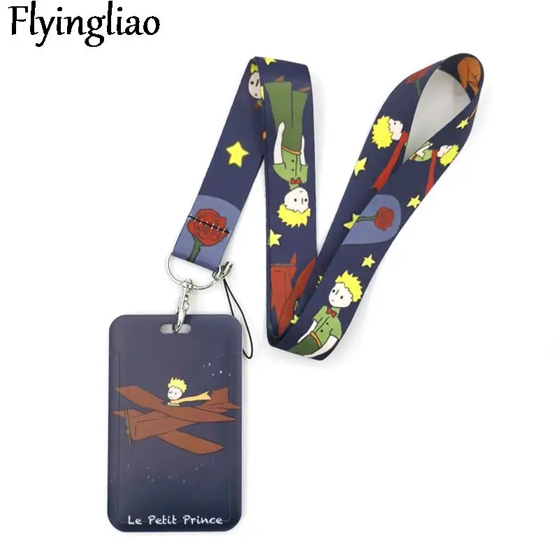 Little Prince black Creative Lanyard Card Holder Student Hanging Neck Phone Lanyard Badge Subway Access Card Holder Accessories