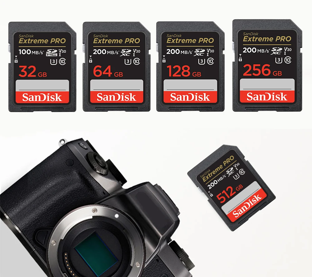 SanDisk Extreme PRO SDXC UHS-I ī, Ʈ SD ÷ ޸, C10 U3 V30, 4K UHD SD ī, 200 MB/s, 64GB, 32GB, 512GB, 256GB, 1TB