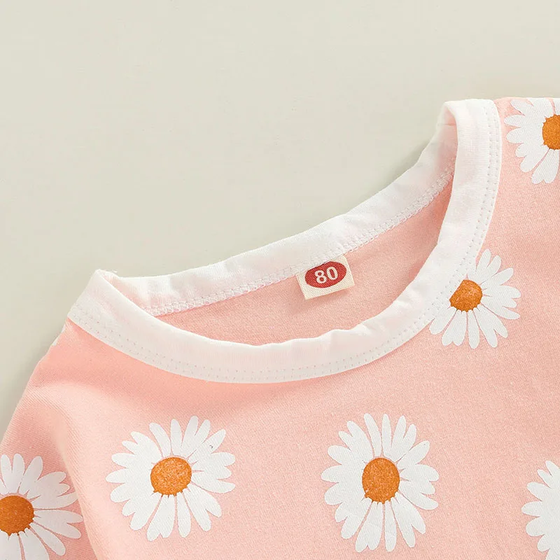 

Летняя одежда для маленьких девочек, короткий свитшот с круглым вырезом и цветочным рукавом, боди большого размера, комбинезон с пузырьковым принтом