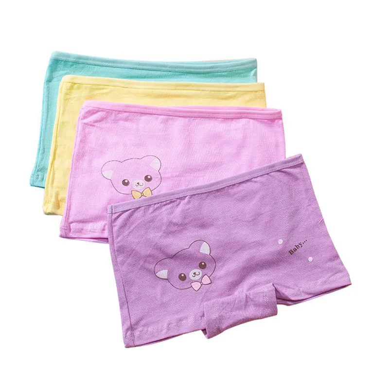 Girls Children Underwear 4pcs/Lot Girl Cute Printing Briefs Minnie Underpants 95% Cotton Floral Size 3-10T