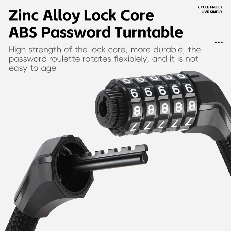 WEST BIKING Anti-theft Bike Lock 5-Digit Password Steel Cable Lock Multicolor Portable Padlock 60cm MTB Road Bike Accessories