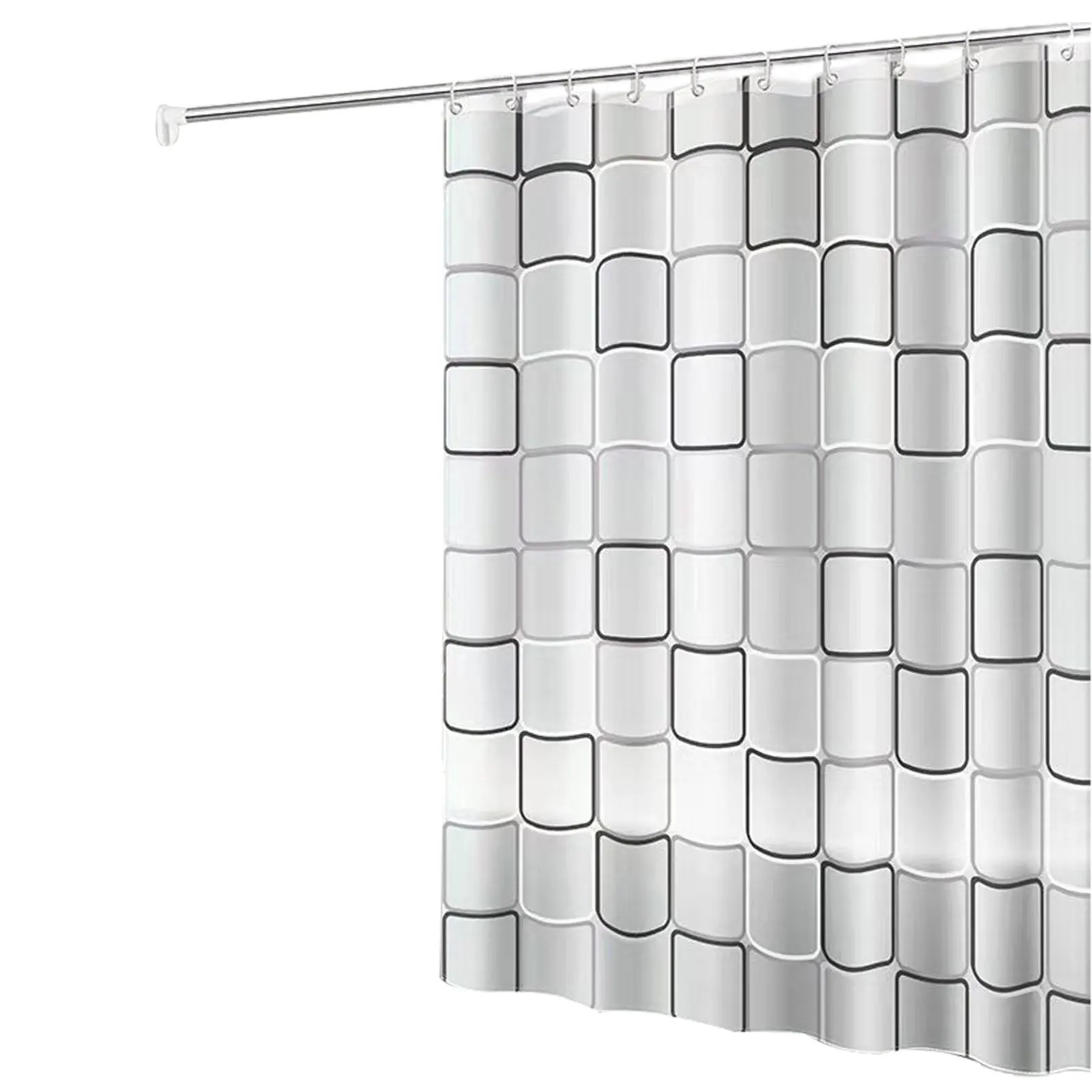 Durable Waterproof PEVA Shower Curtain with Hooks