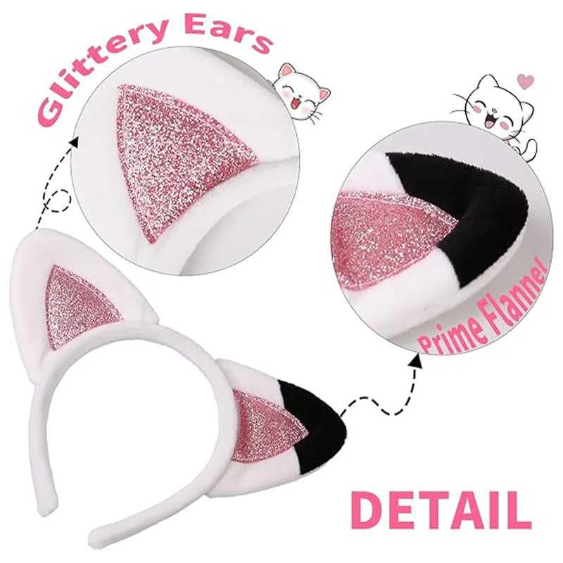 Cute Girls Cat Ears Headband Gabby Kawaii Headwear For Kids Toddler Halloween Party Accessories Dollhouse Hairhoop Birthday Gift