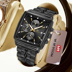 Elegant Men's Multifunctional Black Stainless Steel Watch (2951JH)