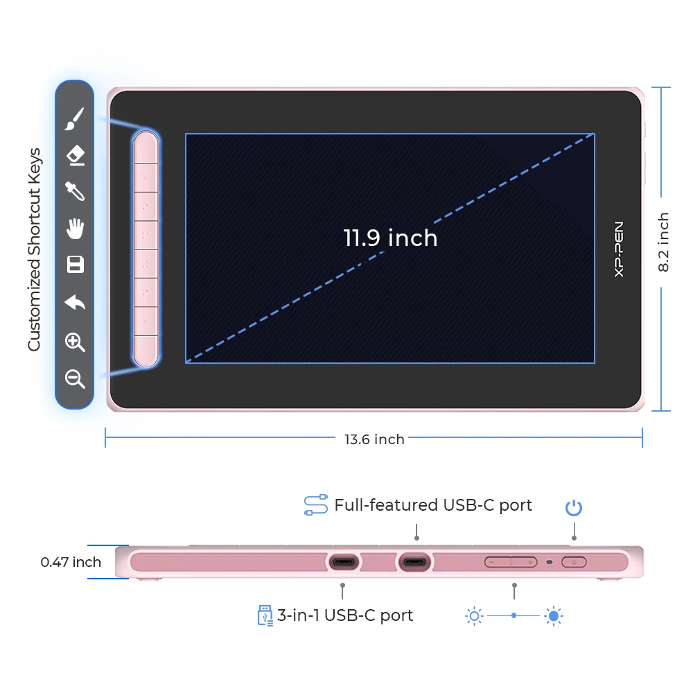XPPen Artist 12 2nd Gen Graphic Tablet Monitor with 127% sRGB 8 Shortcut  Keys 12 Inch Pen Display Support Android Windows Mac