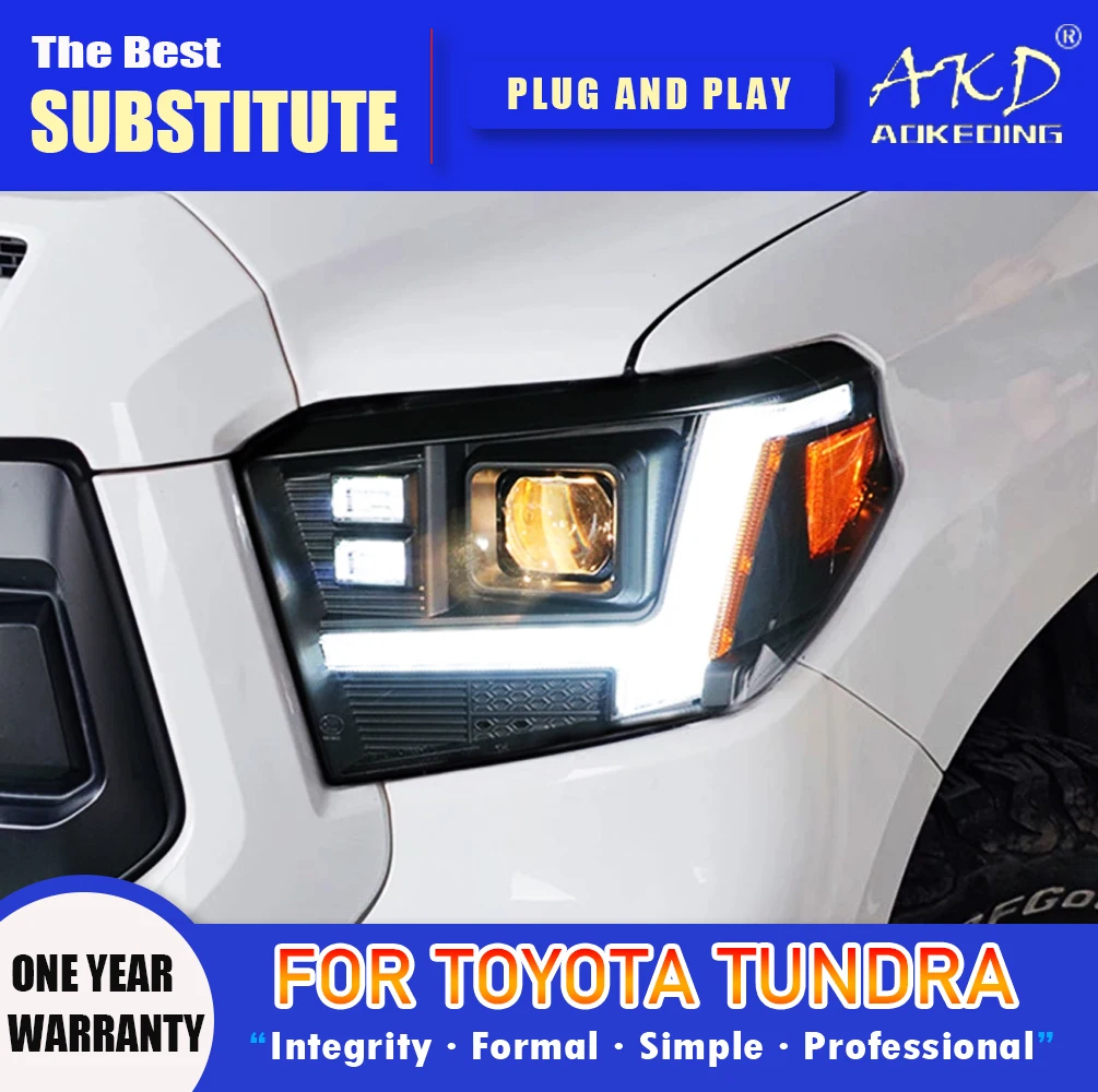 

AKD Head Lamp for Toyota Tundra LED Headlight 2014-2021 Headlights Tundra DRL Turn Signal High Beam Angel Eye Projector Lens