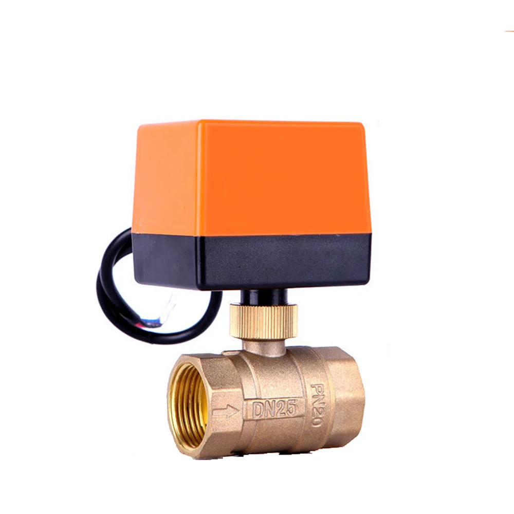 Valvola A Sfera Motorizzata 3/4' DN20 AC220V - 2 Fili, Ritorno Automatico NC (normalmente Chiusa) - Ottone