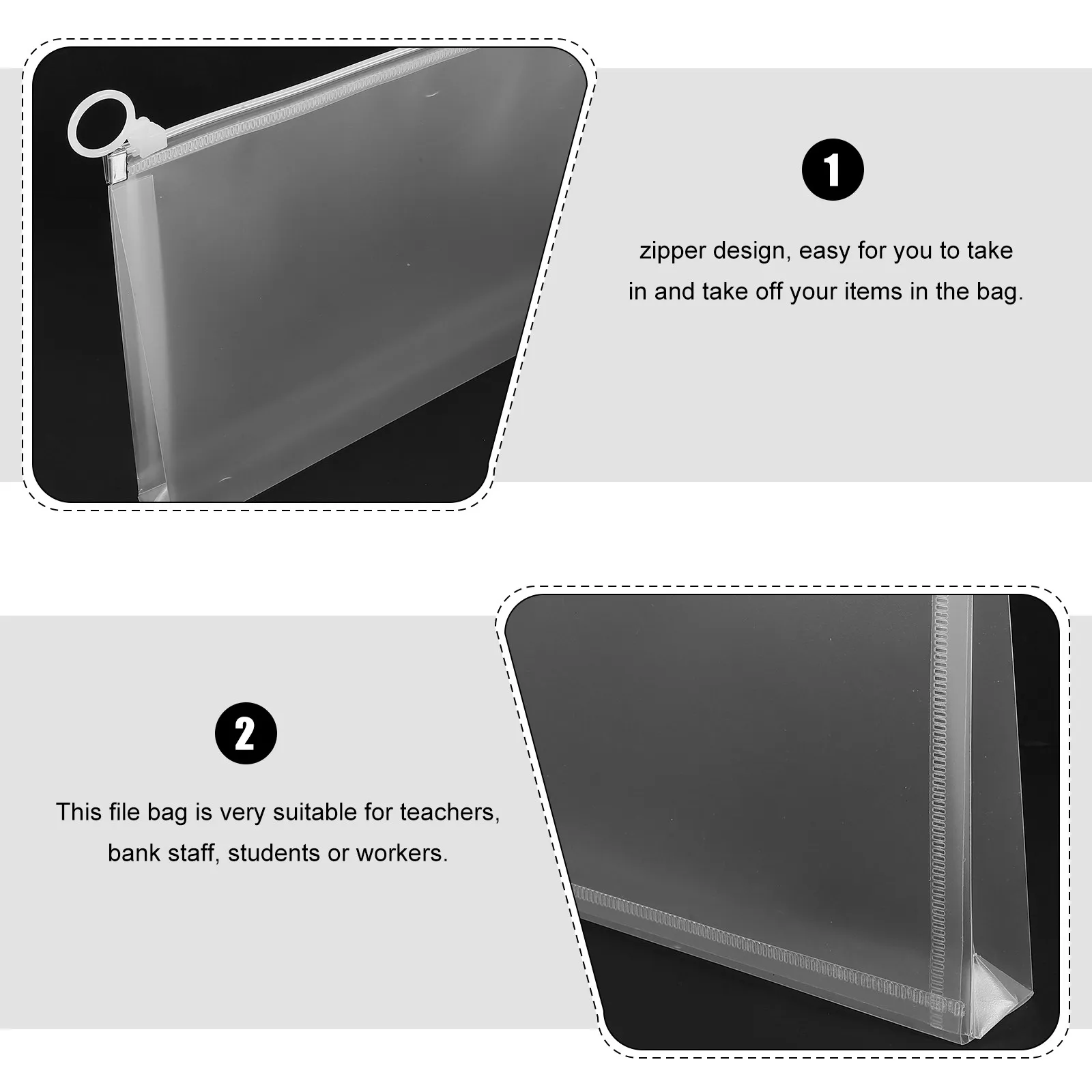 4Pcs 영수증 보관 가방 다용도 PP 파일 주최자 지퍼 주머니 휴대용 문서 홀더 사무실 청구서 현금 주최자