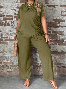 بلوزة صيفية فضفاضة بأكمام قصيرة وبنطلون مطاطي 1