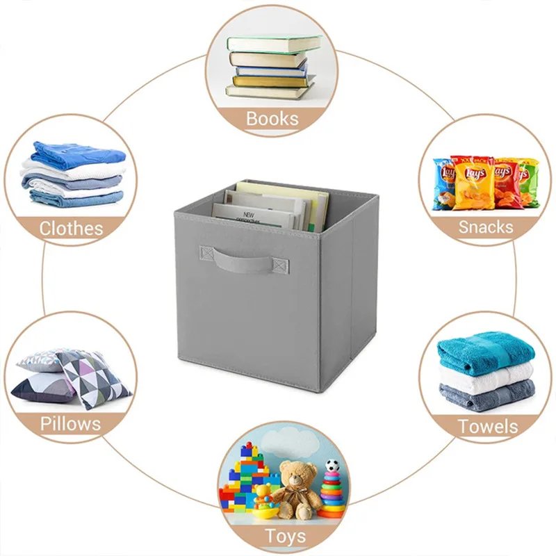 Non-Woven Fabric Storage Box Wholesale Portable Fabric Storage Box without Lid Household Clothes Toy Finishing Box 4