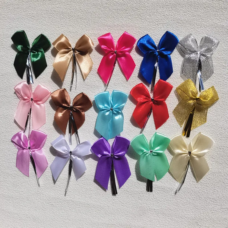 

500pcs Satin Ribbon Bowknot Sealing wire bakery packing sealing bread cake Wire Twist Tie Handwork DIY Party Decoration