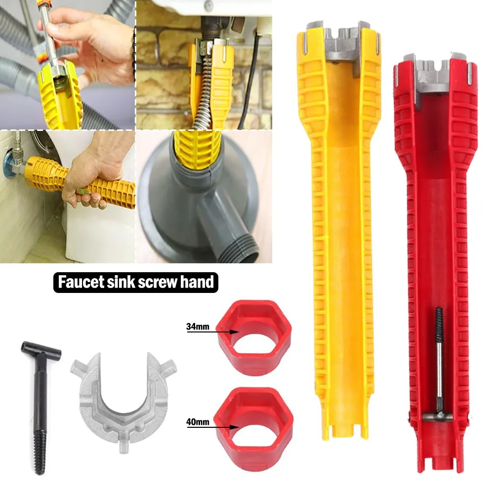 

Onnfang Flume Wrench Sink Faucet Key Plumbing Pipe Wrench 8 In 1 Anti-slip Kitchen Repair Plumbing Tool Bathroom Wrenches Set