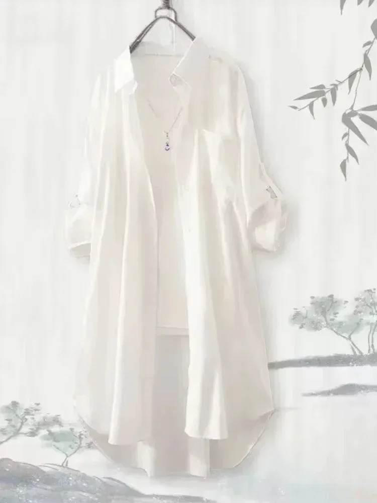 Plus Size Women Breathable Blouse Korean Shirt New Popular Loose Casual Fashion Simple Solid Female Long Sleeved Top Of Clothing Best Sellers In Plus Sized Clothing