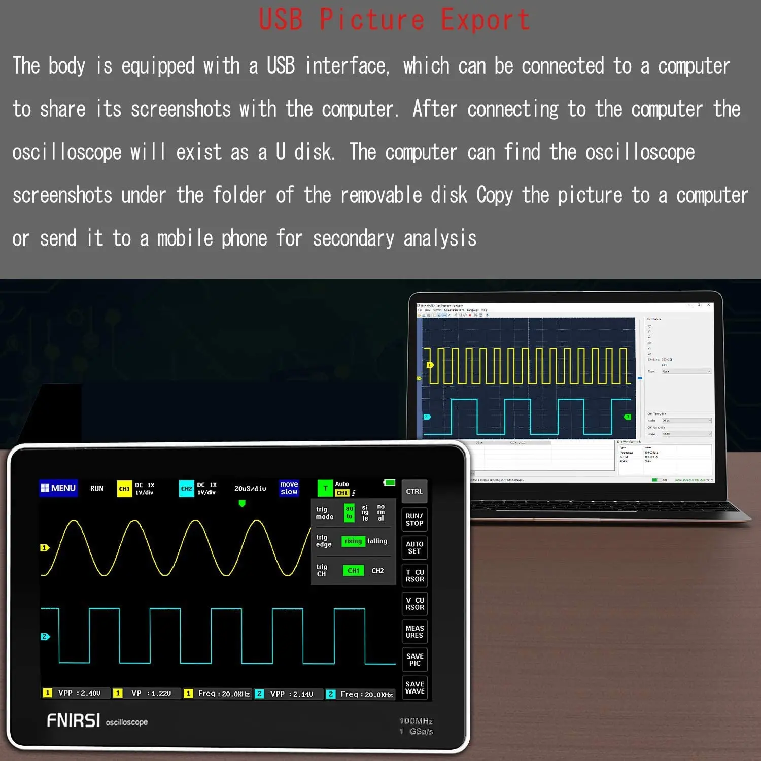 FNIRSI-1013D Digital Oscilloscope Dual Channel 100M Bandwidth 1GS Sampling Rate Mini Tablet Digital Oscilloscope