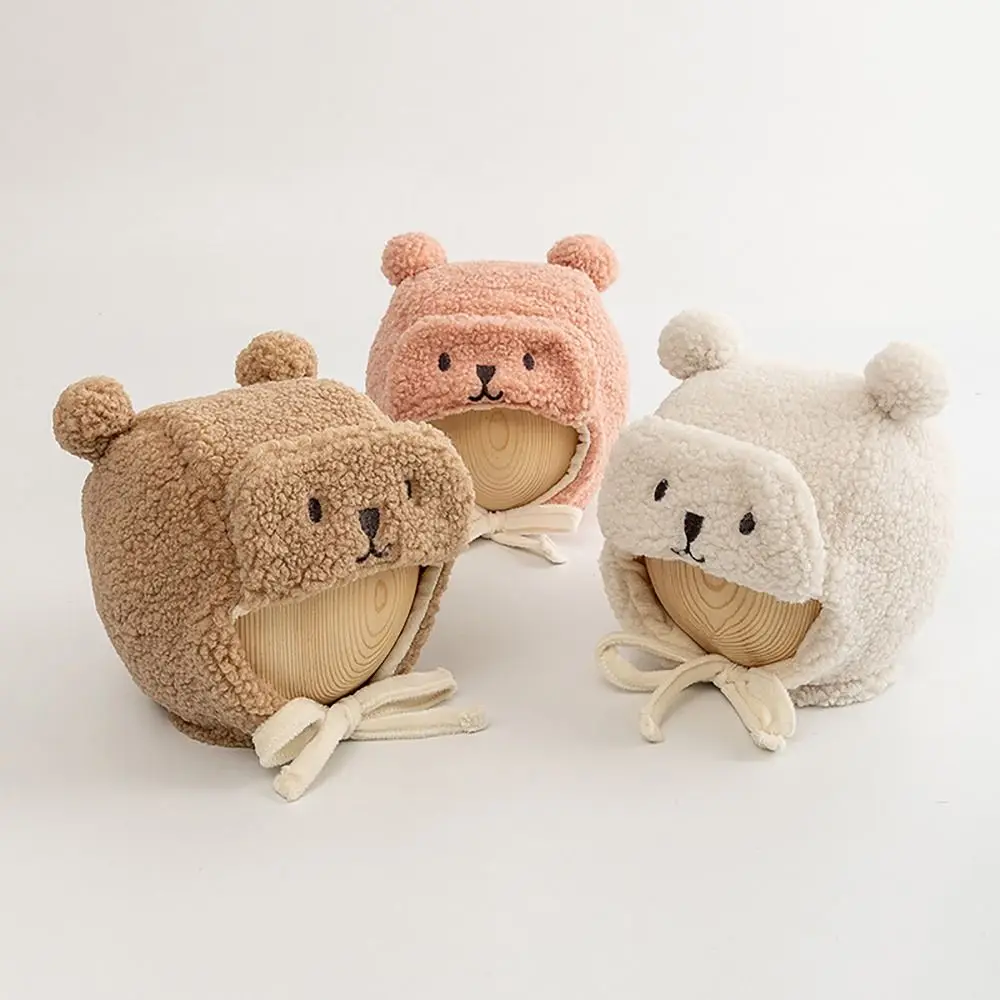 

with Earflap Bear Winter Baby Hat Cute Lamb Velvet Winter Warm Newborn Infant Bonnet 0-8Months Toddler Thicken Hats Girls Boys