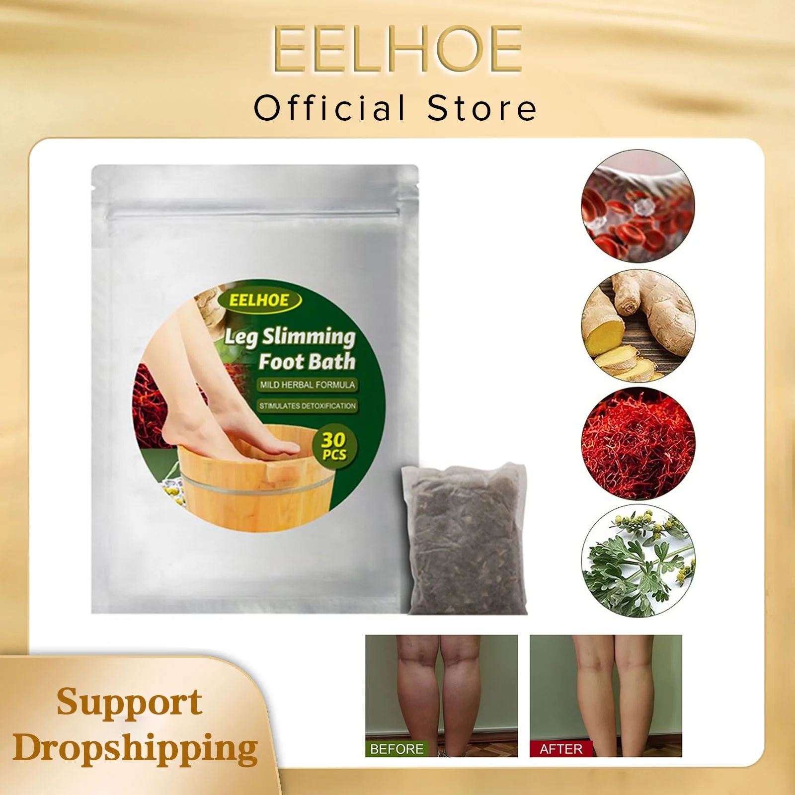 Eelhoe 1/10/20/30pcs Detox Foot Bath Bag Ginger Soaking Bag Detox