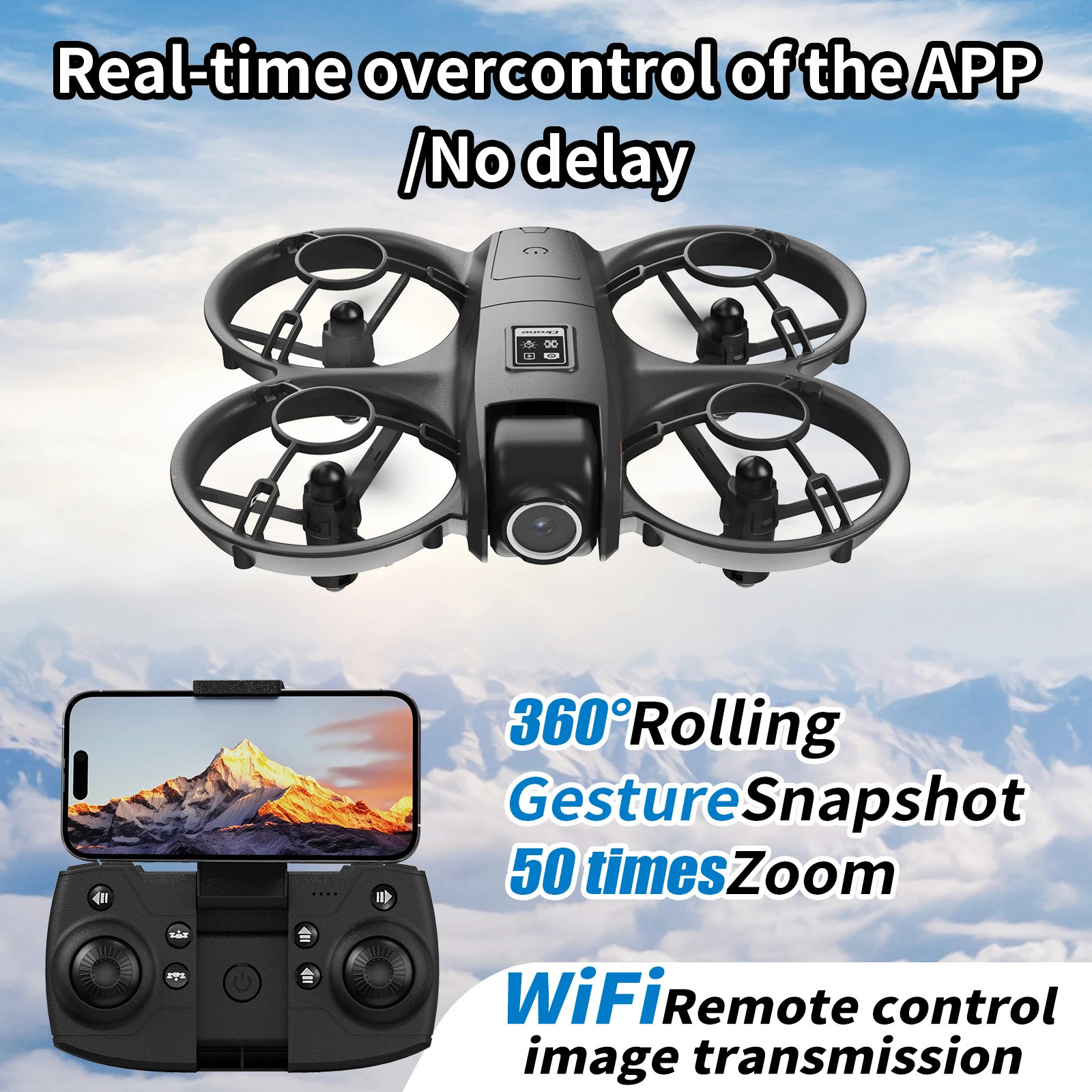 Drone 4K avec caméra HD, télécommande, WiFi, stabilisation, jouet volant