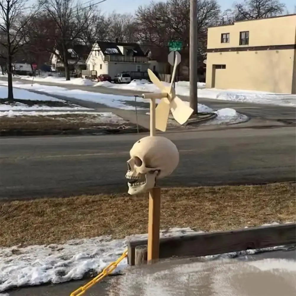

Durable Skull Decoration Skull Windmill Decoration Halloween Metal Skull Windmill Whirligig Garden Decor with for Halloween